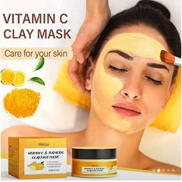 Meliza Vitamin C & Turmeric Clay Face Mask 120g Deep Cleansing & Moisturizing - Picture 4 of 6